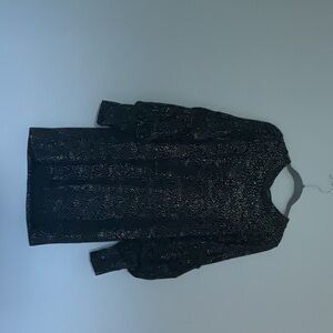 Girls black puffed sleeve dress